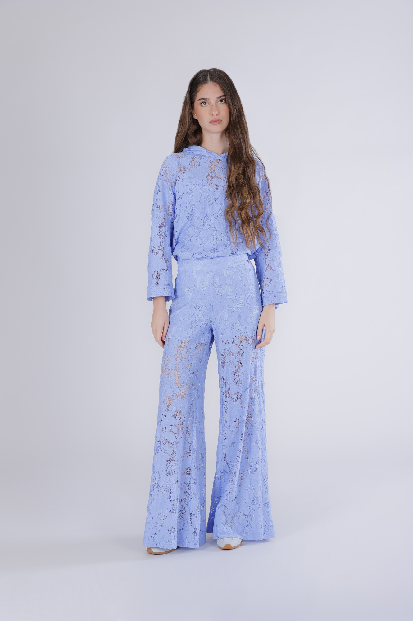 pantalon palazzo en dentelle light blu xs pantalon palazzo en dentelle light blu xs