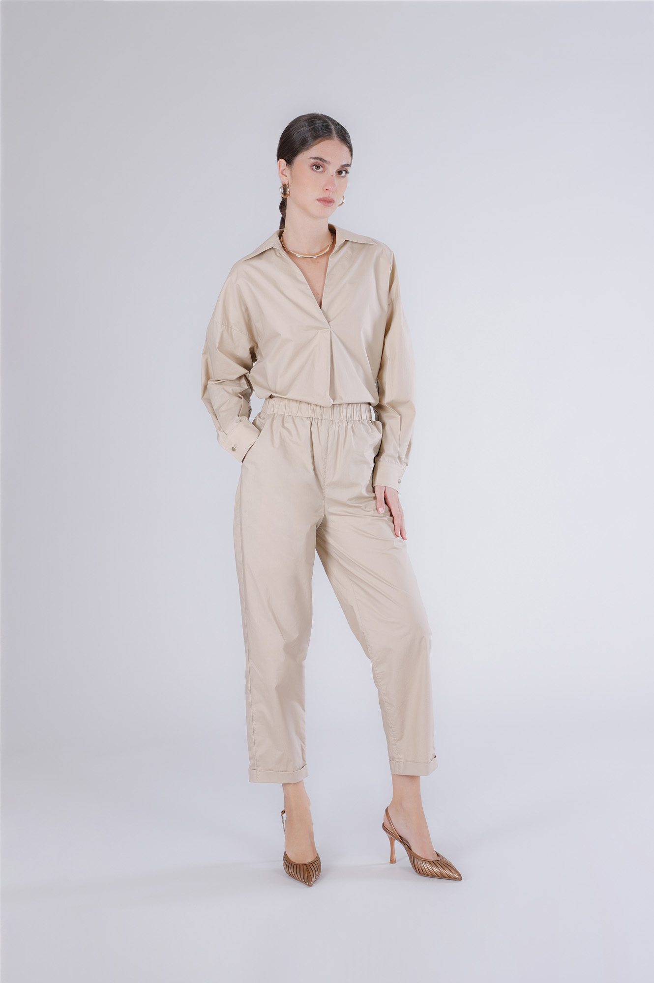pantalon de jogging en popeline sand xxl