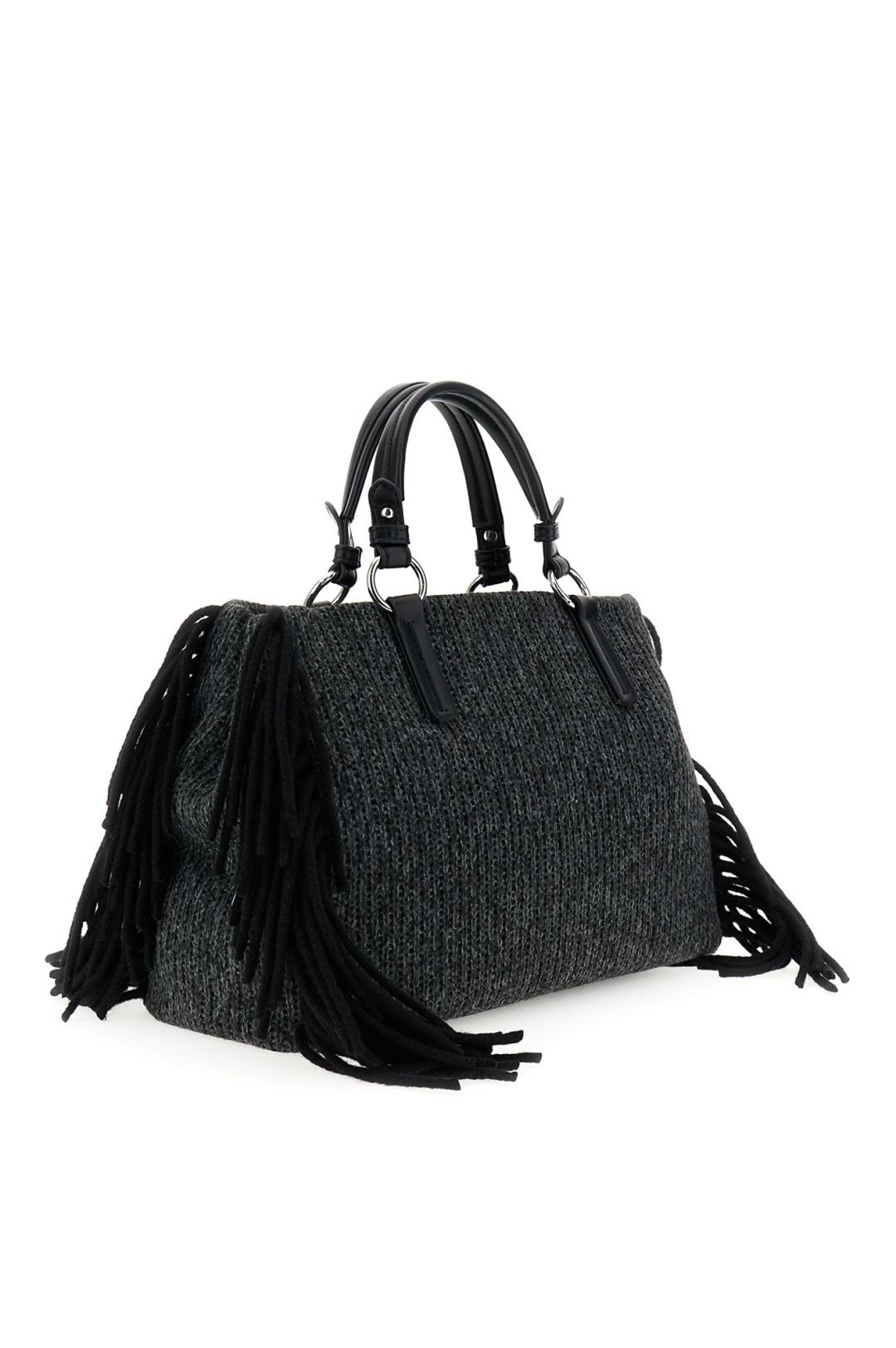 Sac à anses en tricot avec franges latérales en laine