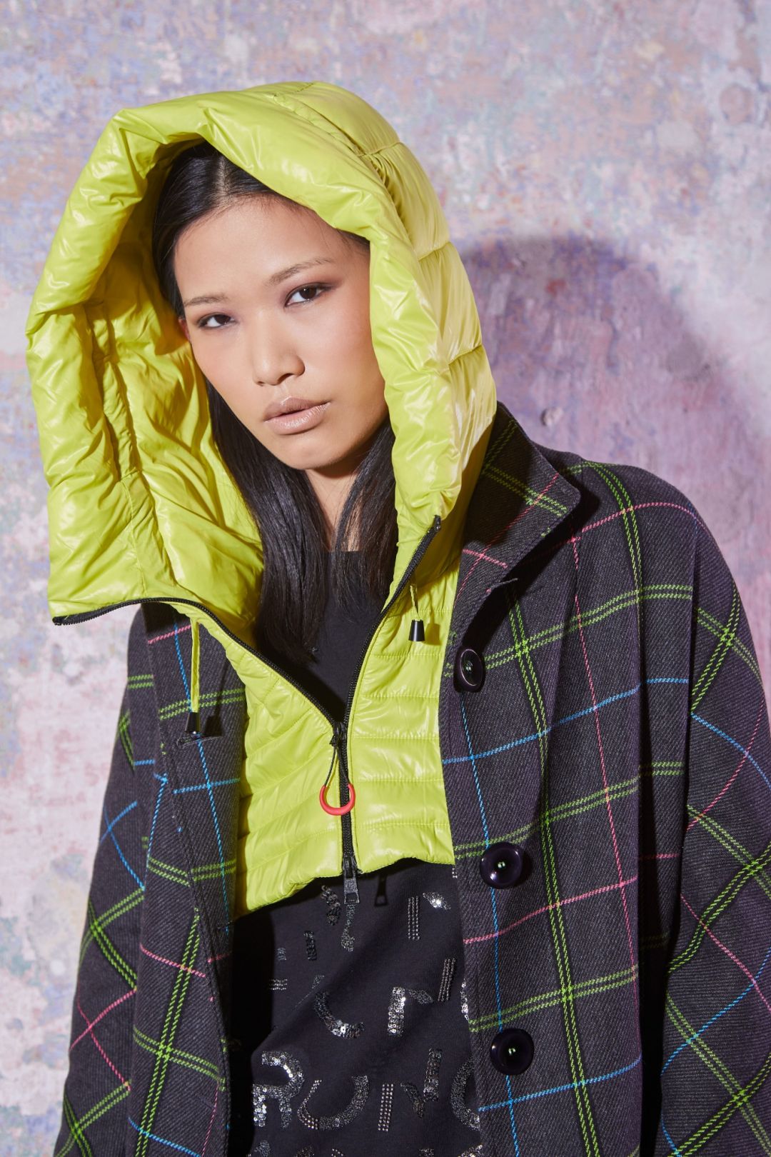 tour de cou avec capuche en nylon rembourré