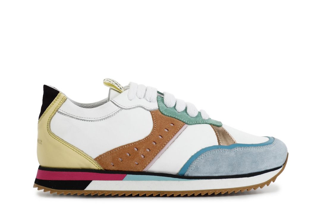 sneakers en cuir multicolore avec semelle de course multicolor