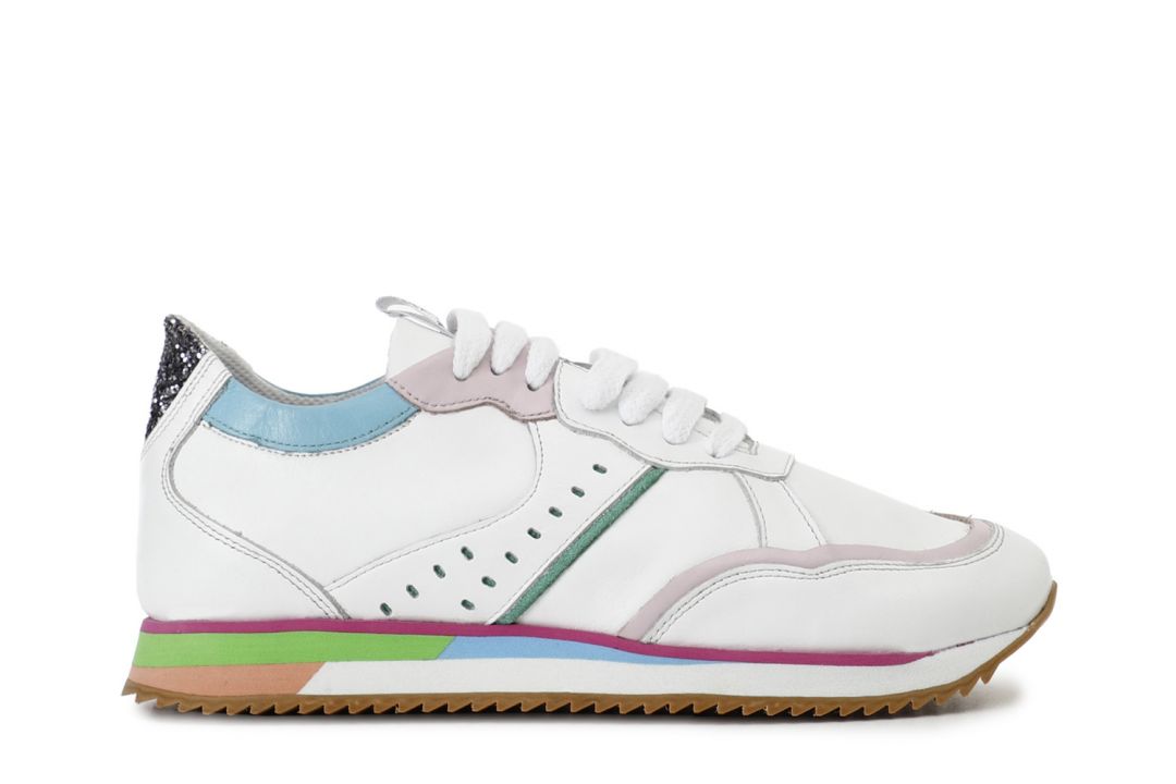 sneakers en cuir multicolore avec semelle de course white combo