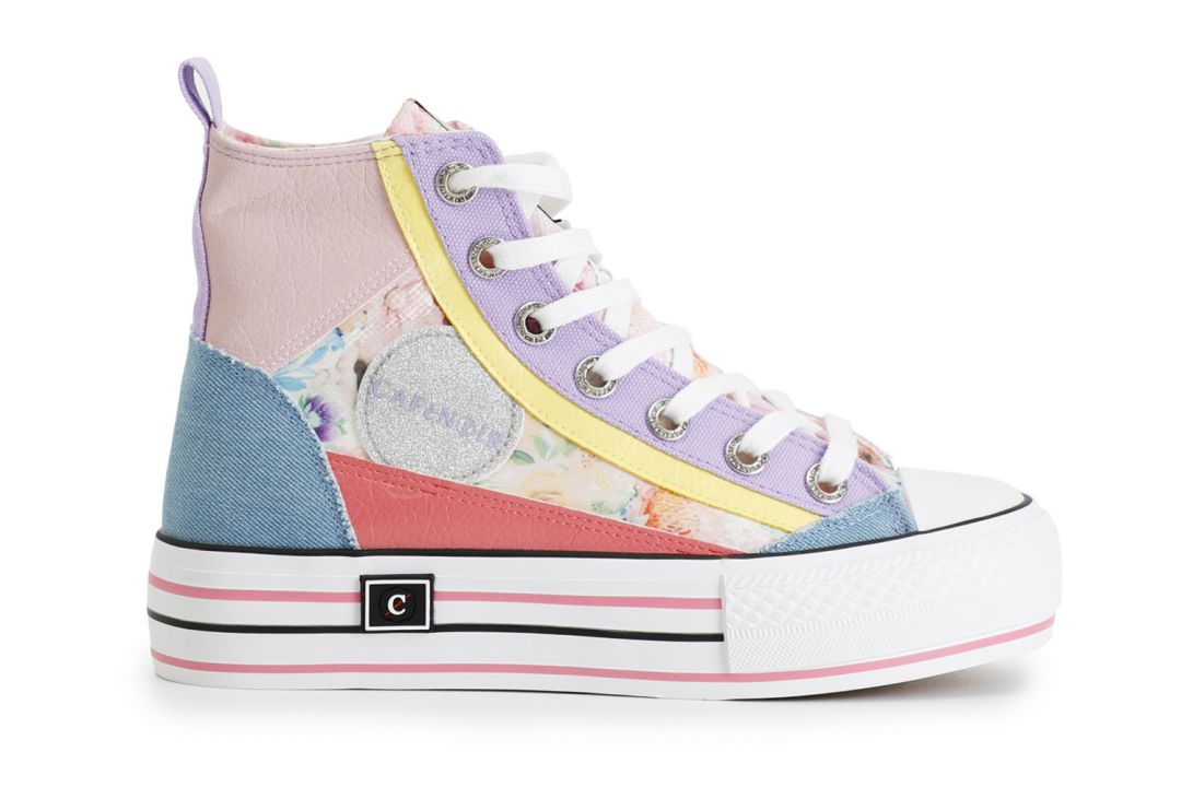 sneakers mid en patchwork multicolor