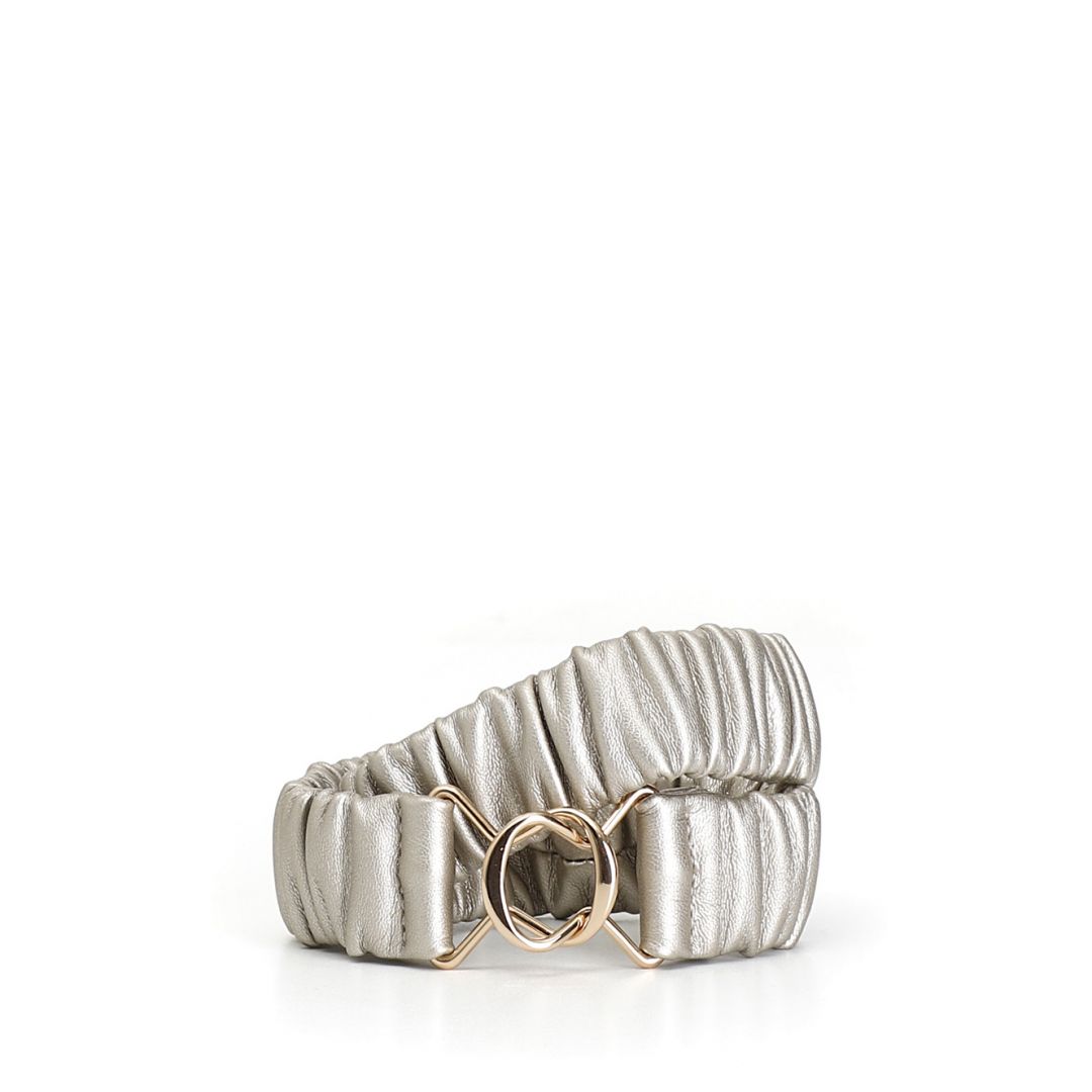 ceinture femme avec matière froncée élastiquée avec crochets métalliques